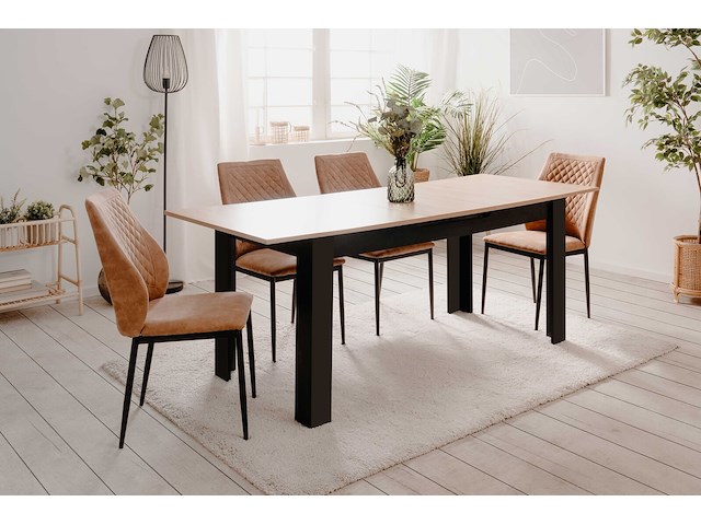 Verlengbare eettafel birma - 160/200x80x75cm - artisan eik/zwart - afbeelding 5 van  7