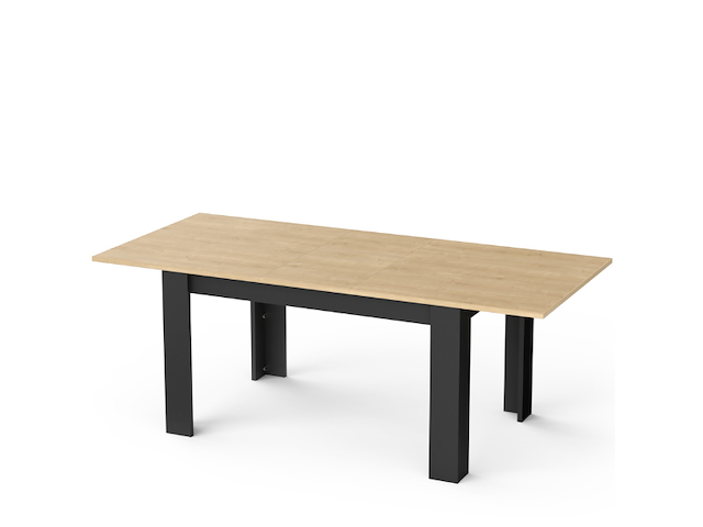 Verlengbare eettafel craig 160/200 x 90 cm-hamilton eik/matzwart - afbeelding 3 van  7