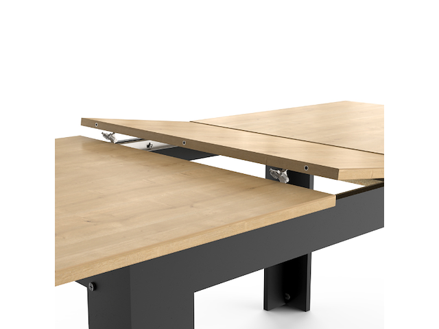 Verlengbare eettafel craig 160/200 x 90 cm-hamilton eik/matzwart - afbeelding 5 van  7