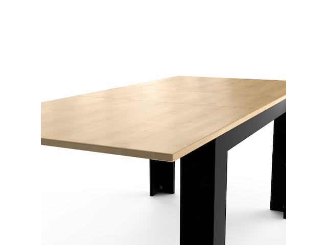 Verlengbare eettafel craig 160/200 x 90 cm-hamilton eik/matzwart - afbeelding 4 van  7