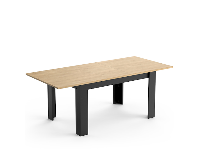 Verlengbare eettafel craig 160/200 x 90 cm-hamilton eik/matzwart - afbeelding 2 van  7