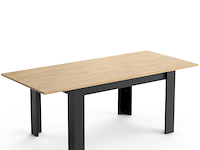 Verlengbare eettafel craig 160/200 x 90 cm-hamilton eik/matzwart - afbeelding 2 van  7