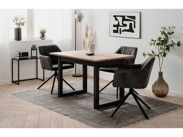 Verlengbare eettafel damon 120/160x90 - eik/antraciet - afbeelding 1 van  7