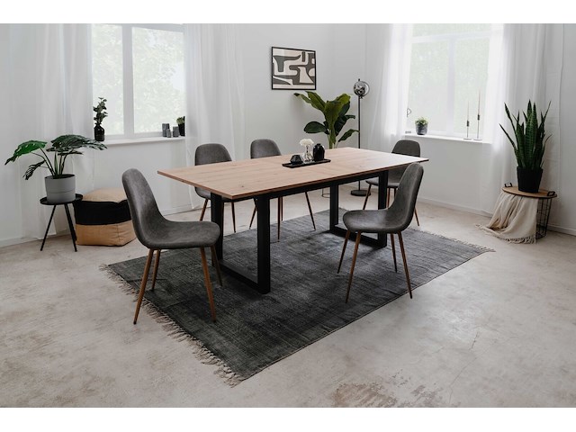 Verlengbare eettafel damon 160/200x90 - artisan eik/antraciet - afbeelding 2 van  7