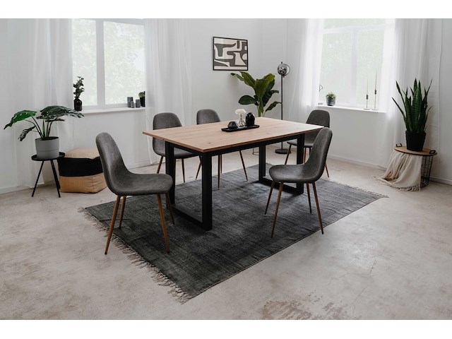 Verlengbare eettafel damon 160/200x90 - artisan eik/antraciet - afbeelding 1 van  7