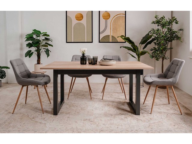 Verlengbare eettafel damon 160/200x90 - eik/antraciet - afbeelding 6 van  8
