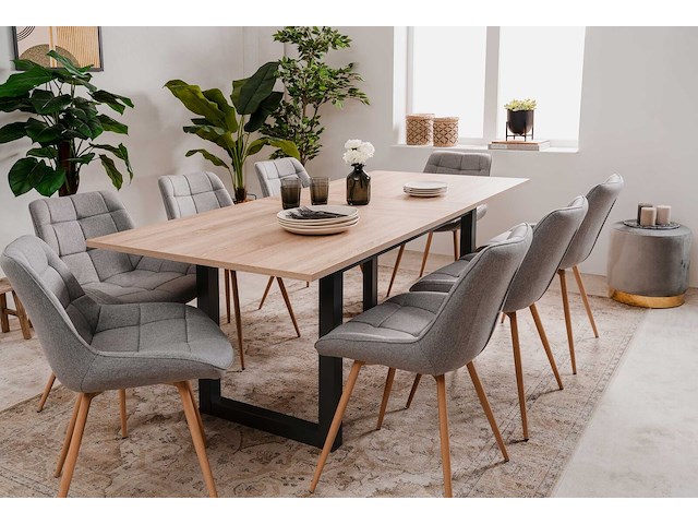 Verlengbare eettafel damon 160/200x90 - eik/antraciet - afbeelding 7 van  8