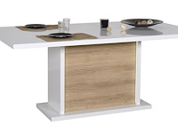 Verlengbare eettafel kaia 180/225x100 - hoogglans wit/eik - afbeelding 1 van  7