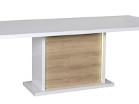 Verlengbare eettafel kaia 180/225x100 - hoogglans wit/eik - afbeelding 3 van  7