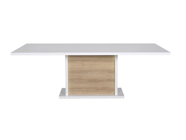 Verlengbare eettafel kaia 180/225x100 - hoogglans wit/eik - afbeelding 4 van  7