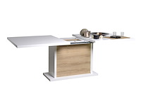 Verlengbare eettafel kaia 180/225x100 - hoogglans wit/eik - afbeelding 5 van  7