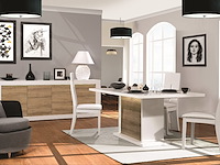 Verlengbare eettafel kaia 180/225x100 - hoogglans wit/eik - afbeelding 6 van  7