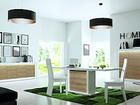 Verlengbare eettafel kaia 180/225x100 - hoogglans wit/eik - afbeelding 7 van  7