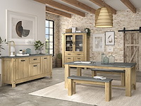 Verlengbare eettafel louane 192x97cm, excl verlengstuk - eik/beton - afbeelding 1 van  3