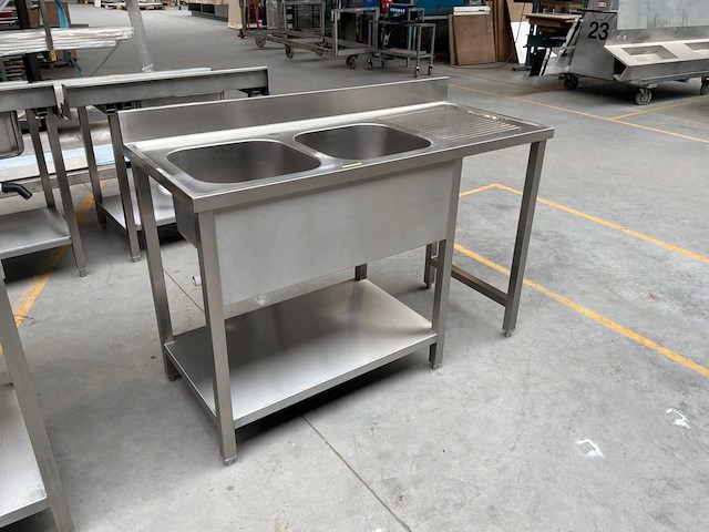 Vermandere - voorbereidingstafel met dubbele spoelbak - afbeelding 1 van  4