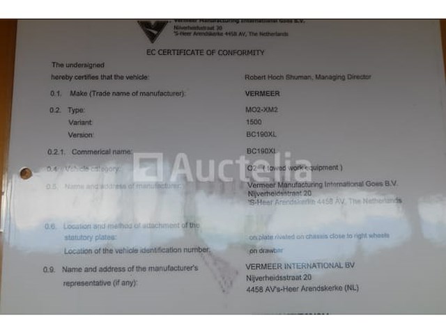 Vermeer bc190xl houtversnipperaar (ref: v3) (vin: xm2m12167kb001014(01)) - afbeelding 39 van  54