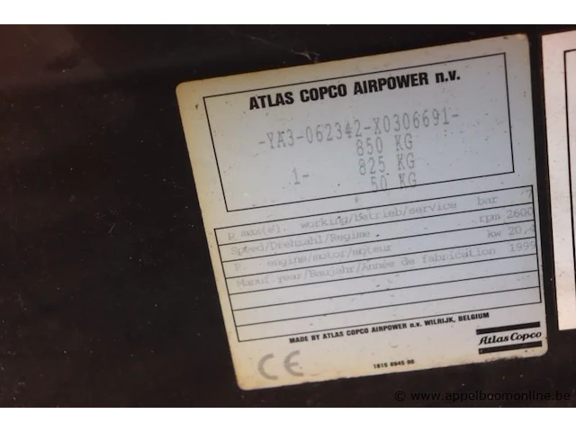 Verrijdbare compressor atlas copco xas 46, bj 1999, cap 20,4kw, compleet met toebehoren - afbeelding 8 van  8