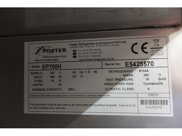 Verrijdbare inox koelkast foster - afbeelding 6 van  9