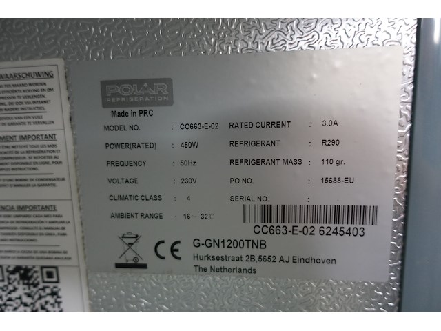 Verrijdbare koelkast polar refrigeration - afbeelding 6 van  6