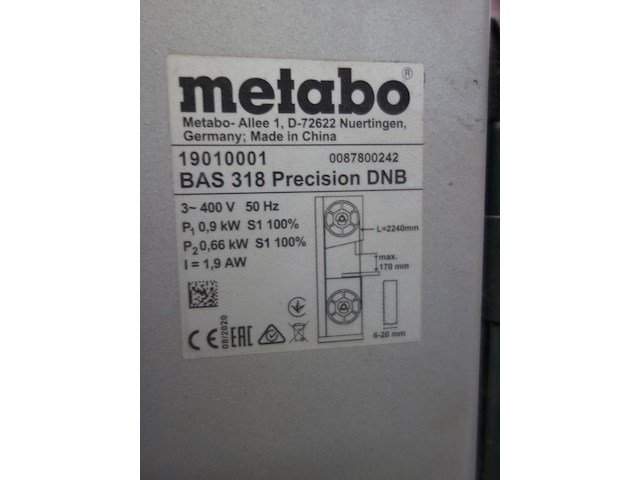 Verrijdbare lintzaag metabo - afbeelding 4 van  12