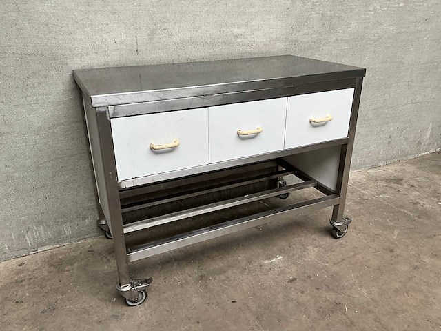 Verrijdbare rvs bakkerstafel - afbeelding 1 van  4