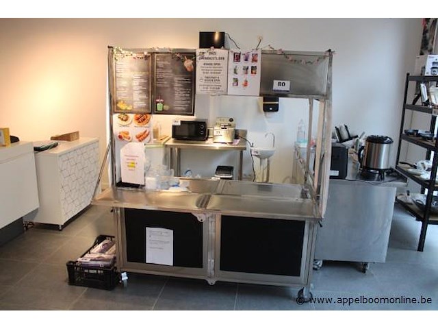 Verrijdbare rvs serveerwagen - afbeelding 1 van  1