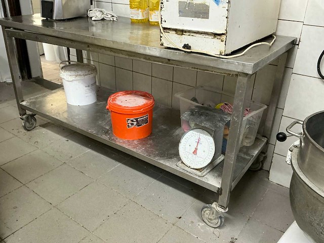 Verrijdbare rvs werktafel - afbeelding 1 van  2