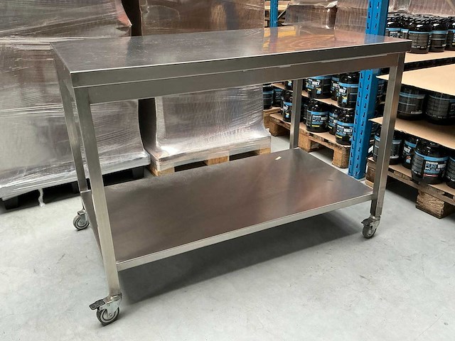 Verrijdbare rvs werktafel - afbeelding 1 van  3