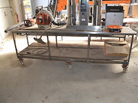Verrijdbare tafels afm. 3,20m x 1,40m met inox blad