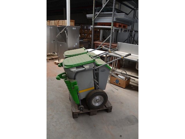 Verrijdbare vuilbak groen-grijs glasdon space-liner - afbeelding 2 van  6