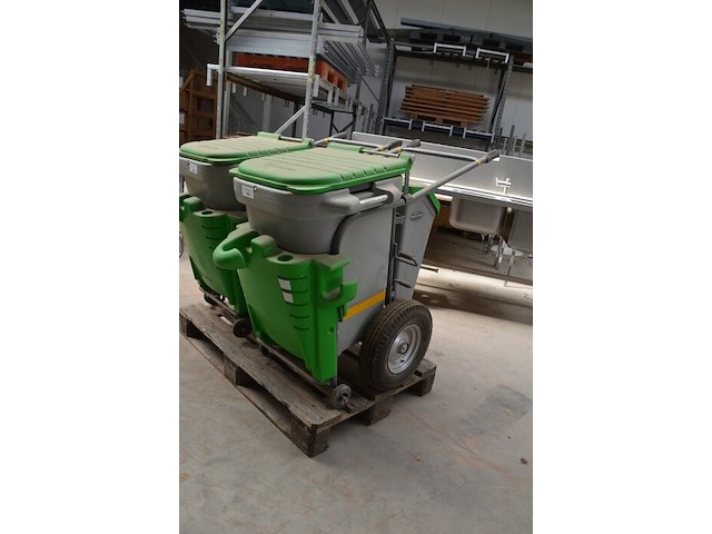 Verrijdbare vuilbak groen-grijs glasdon space-liner - afbeelding 3 van  6