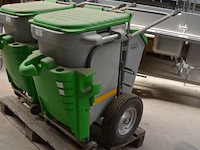 Verrijdbare vuilbak groen-grijs glasdon space-liner - afbeelding 3 van  6
