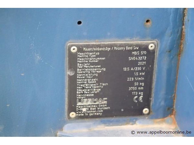 Verrijdbare werflintzaag lissmac mbs-510, bj 2021, sr nr 43272, zaagbladlengte 3750mm - afbeelding 3 van  3