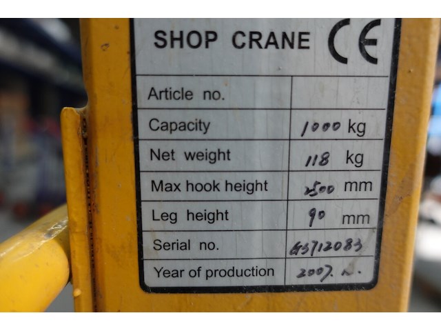 Verrijdbare werkplaatskraan - afbeelding 6 van  9