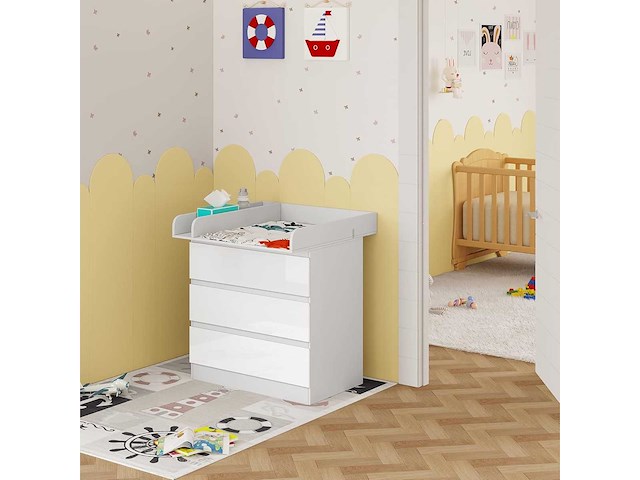 Verschoontafel + ladekast met 3 lades, baby-verschoonkastset - afbeelding 7 van  11