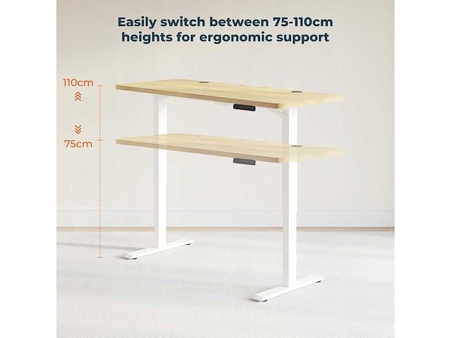Verstelbaar elektrisch bureau - 120 x 60 cm - afbeelding 4 van  5