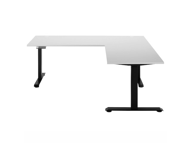 Verstelbaar hoekbureau ben 185x77x74-125cm - wit/zwart - afbeelding 1 van  7