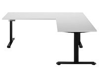 Verstelbaar hoekbureau ben 185x77x74-125cm - wit/zwart - afbeelding 1 van  7