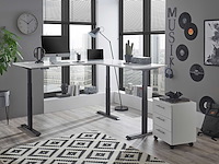 Verstelbaar hoekbureau ben 185x77x74-125cm - wit/zwart - afbeelding 2 van  7
