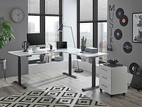 Verstelbaar hoekbureau ben 185x77x74-125cm - wit/zwart - afbeelding 3 van  7