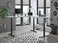 Verstelbaar hoekbureau ben 185x77x74-125cm - wit/zwart - afbeelding 5 van  7