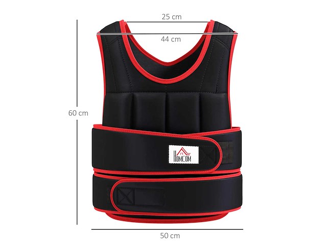 Verstelbaar zwaard vest gezwaard jas maximaal 20 kg uitneembare gewichten training bodybuilding oefening boksen oxford zwart rood - afbeelding 3 van  6