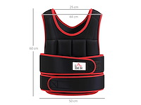 Verstelbaar zwaard vest gezwaard jas maximaal 20 kg uitneembare gewichten training bodybuilding oefening boksen oxford zwart rood - afbeelding 3 van  6