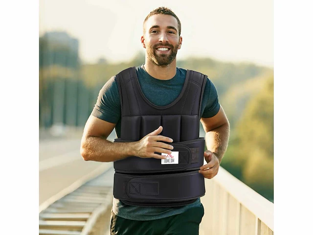 Verstelbaar zwaargewicht vest zwaard vest maximaal 20 kg verneembare gewichten training bodybuilding oefening boksen oxford zwart - afbeelding 1 van  5