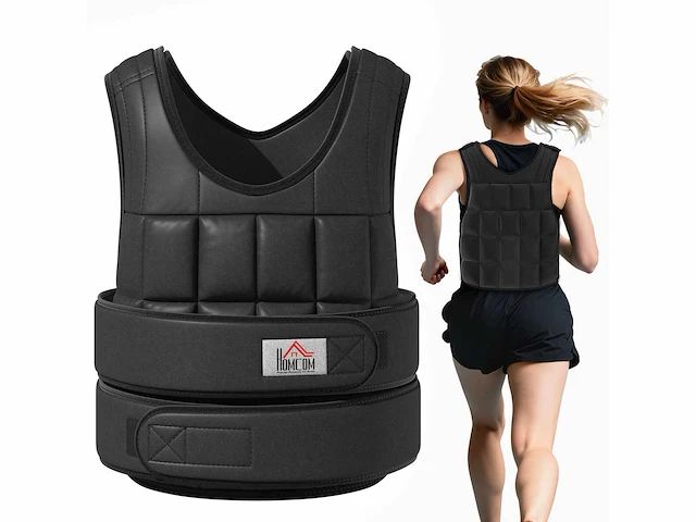 Verstelbaar zwaargewicht vest zwaard vest maximaal 20 kg verneembare gewichten training bodybuilding oefening boksen oxford zwart - afbeelding 2 van  5