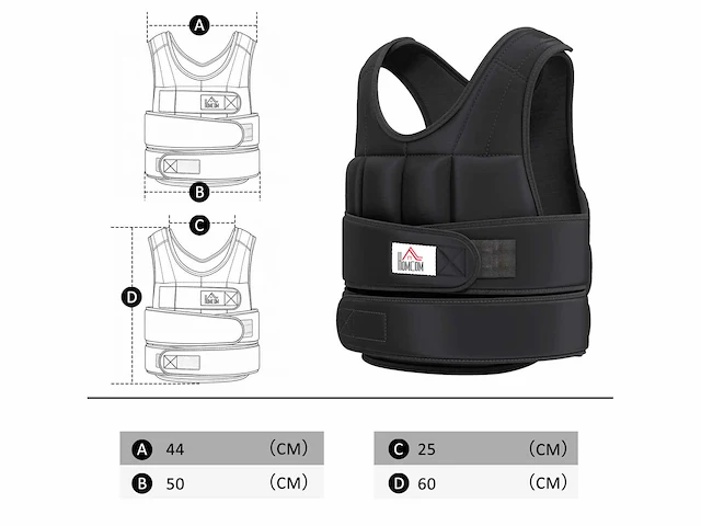 Verstelbaar zwaargewicht vest zwaard vest maximaal 20 kg verneembare gewichten training bodybuilding oefening boksen oxford zwart - afbeelding 3 van  5