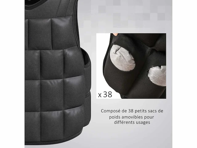 Verstelbaar zwaargewicht vest zwaard vest maximaal 20 kg verneembare gewichten training bodybuilding oefening boksen oxford zwart - afbeelding 4 van  5