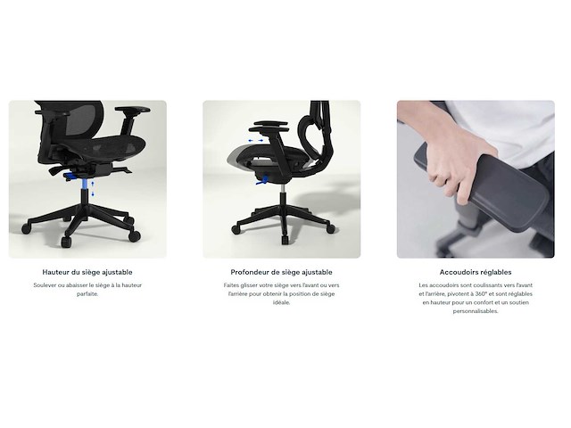 Verstelbare ergonomische stoel met gespleten lendensteun - afbeelding 8 van  13