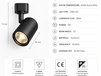 Verstelbare led railspot (horoz) – 5w – 4200k neutraal wit – ip20 – arizona-5 (10 stuks) - afbeelding 5 van  5