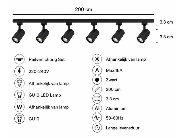 Verstelbare led railspot (horoz) – inclusief 6 x gu10 railspots (2 stuks) - afbeelding 5 van  5